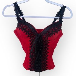 Y2K Red Corset Lace Style Tank Top